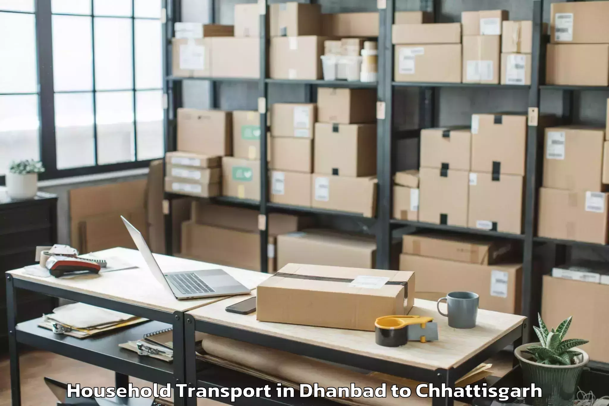 Trusted Dhanbad to Itm University Raipur Raipur Household Transport